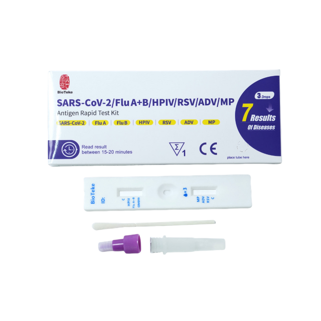 7 in 1 SARS-COV-2/FLAN A+B/HPIV/RSV/ADV/MP Antigeenin nopea testipakkaus
