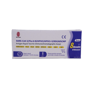 8 in 1 SARS-COV-2/Flu A+B/HPIV2/HPIV1+3/RSV/ADV/MP-antigeenin nopea testipakkaus