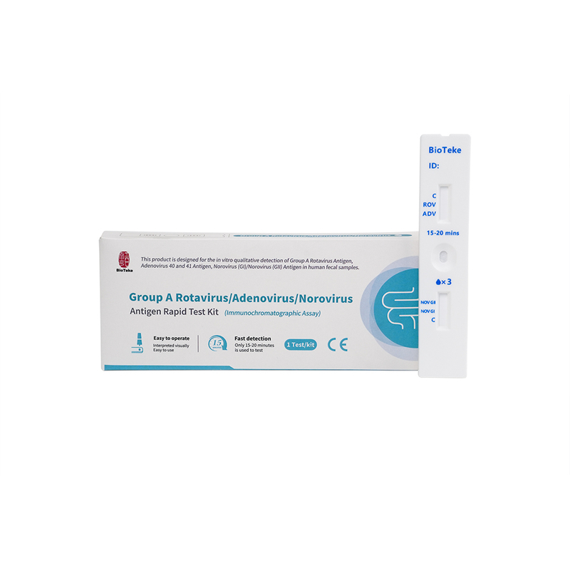 Ryhmän A rotavirus/adenovirus/norovirus antigeenin nopea testikitti (immunokromatografinen määritys)