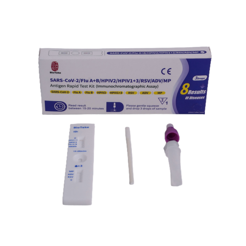 8 in 1 SARS-COV-2/Flu A+B/HPIV2/HPIV1+3/RSV/ADV/MP-antigeenin nopea testipakkaus
